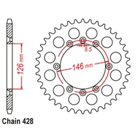 Sprocket Rear Steel 428-50T