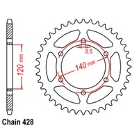 Sprocket Rear Steel 428-44T