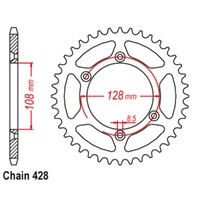 Sprocket Rear Steel 428-51T