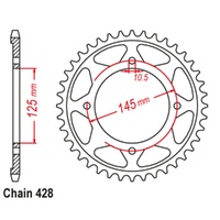 Sprocket Rear Steel 428-56T