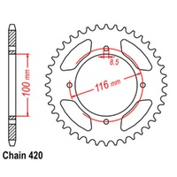 Sprocket Rear Steel 420-50T