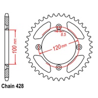 Sprocket Rear Steel 428-46T