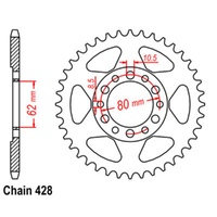 Sprocket Rear Steel 428-44T