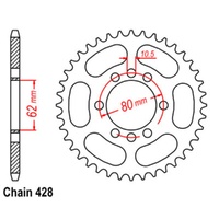 Sprocket Rear Steel 428-49T