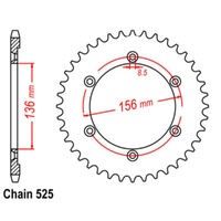 Sprocket Rear Steel 525-42T