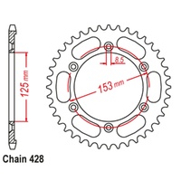 Sprocket Rear Steel 428-54T