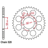 Sprocket Rear Steel 520-45T