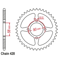 Sprocket Rear Steel 428-45T