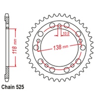 Sprocket Rear Steel 525-39T