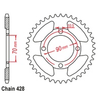 Sprocket Rear Steel 428-45T