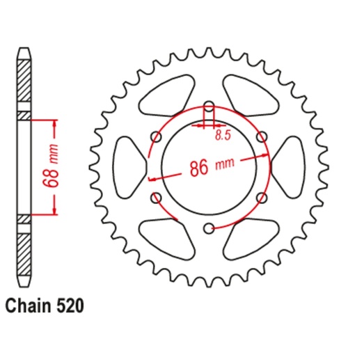 Sprocket Rear Steel 520-37T