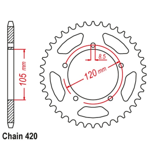 Sprocket Rear Steel 420-51T