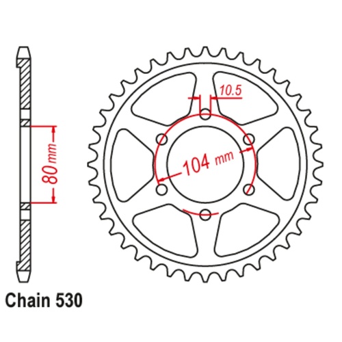 Sprocket Rear Conv Steel 530-38T