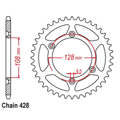 Sprocket Rear Steel 428-48T