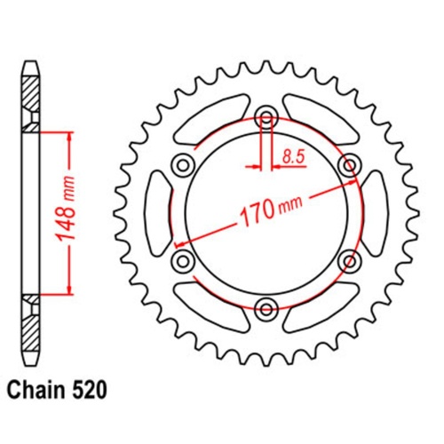 Sprocket Rear Steel 520-45T