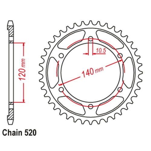 Sprocket Rear Conv Steel 520-42T