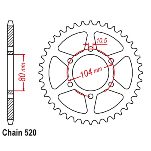 Sprocket Rear Conv Steel 520-40T