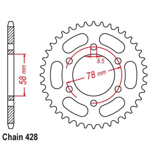 Sprocket Rear Steel 428-37T