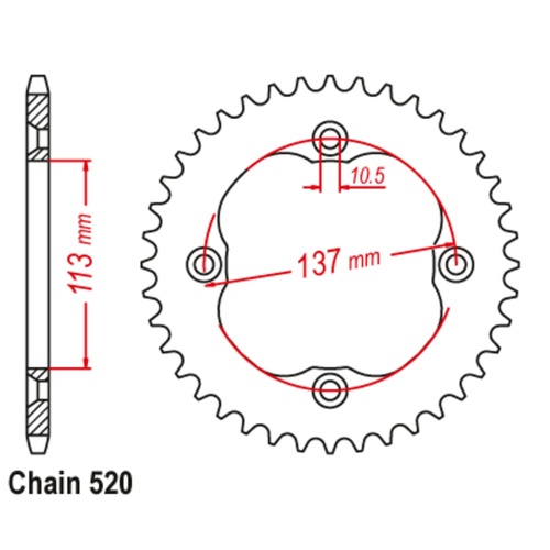 Sprocket Rear Steel 520-36T