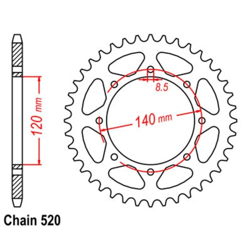 Sprocket Rear Steel 520-43T