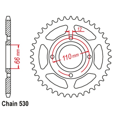 Sprocket Rear Steel 530-38T