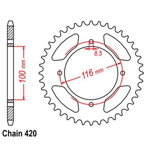 Sprocket Rear Steel 420-51T