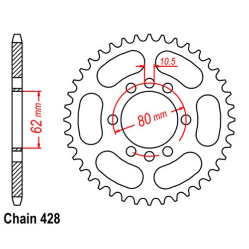 Sprocket Rear Steel 428-49T