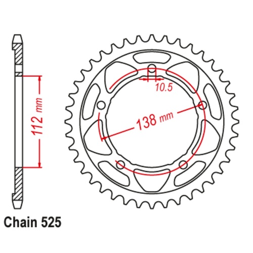 Sprocket Rear Steel 525-38T