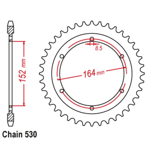 Sprocket Rear Steel 530-44T