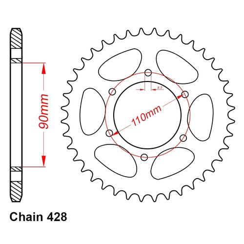 Sprocket Rear Steel 428-53T