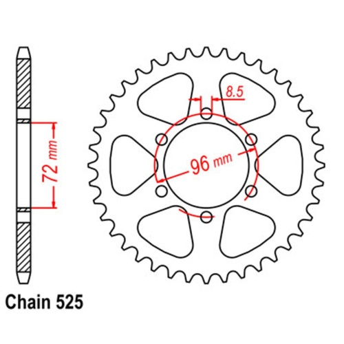 Sprocket Rear Steel 525-39T