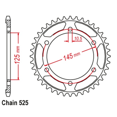 Sprocket Rear Steel 525-44T