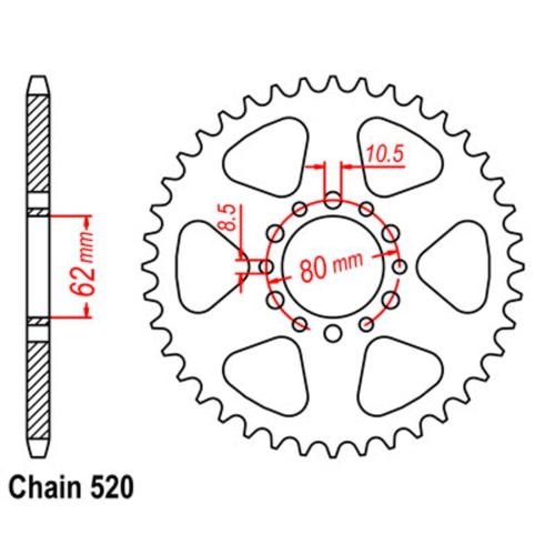 Sprocket Rear Steel 520-45T