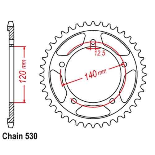 Sprocket Rear Steel 530-40T