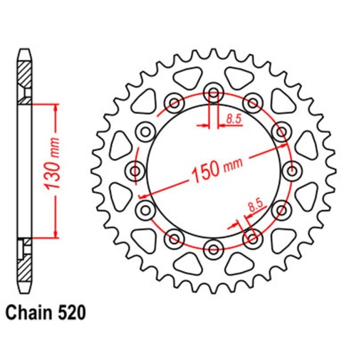 Sprocket Rear Steel 520-39T