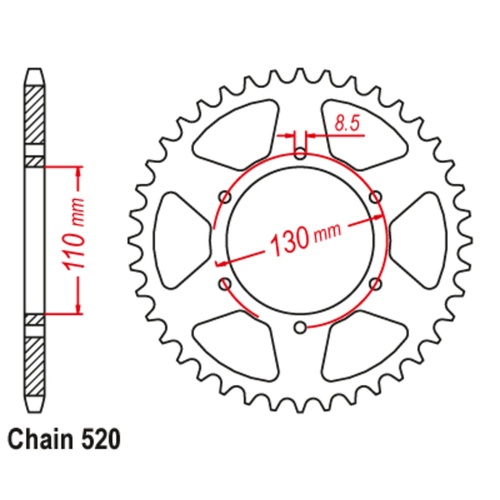 Sprocket Rear Steel 520-48T