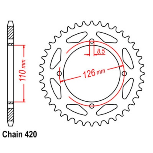 Sprocket Rear Steel 420-47T