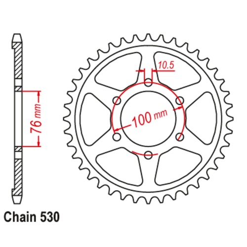 Sprocket Rear Conv Steel 530-38T