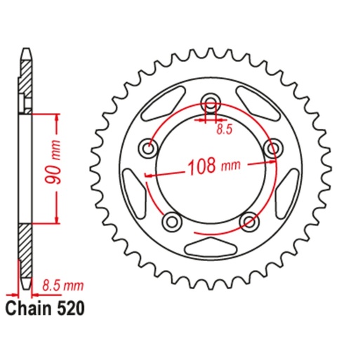 Sprocket Rear Steel 520-38T