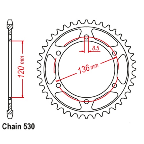 Sprocket Rear Steel 530-44T