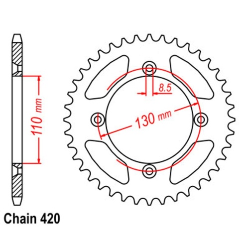 Sprocket Rear Steel 420-49T