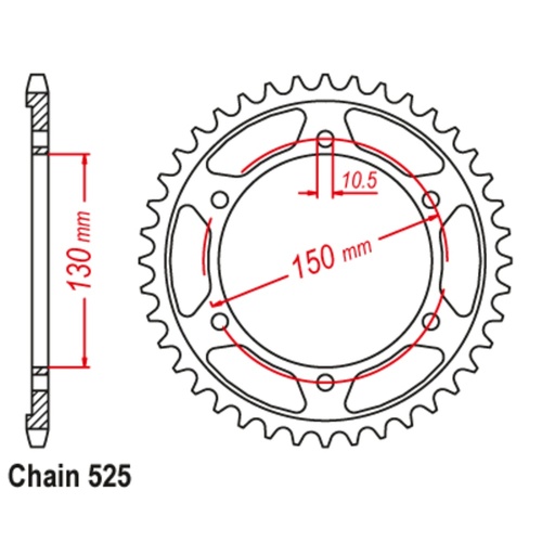 Sprocket Rear Steel 525-39T