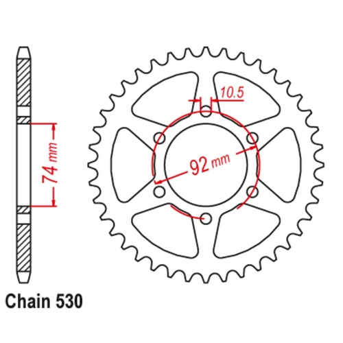 Sprocket Rear Steel 530-45T