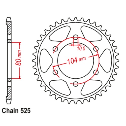 Sprocket Rear Steel 525-39T