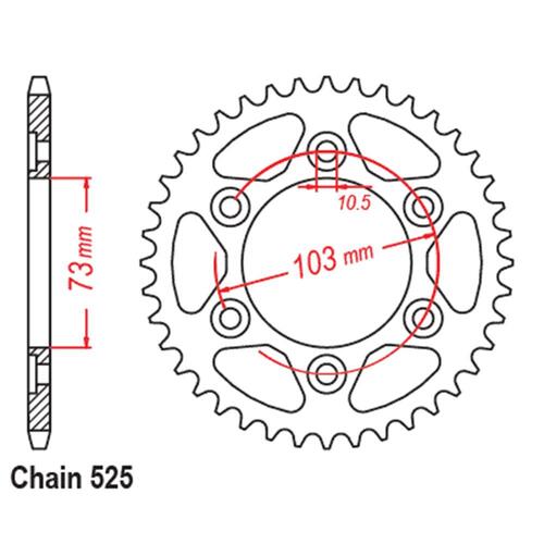 Sprocket Rear Steel 525-43T