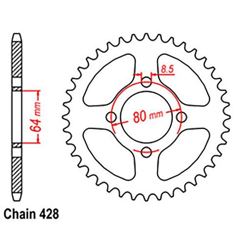 Sprocket Rear Steel 428-33T