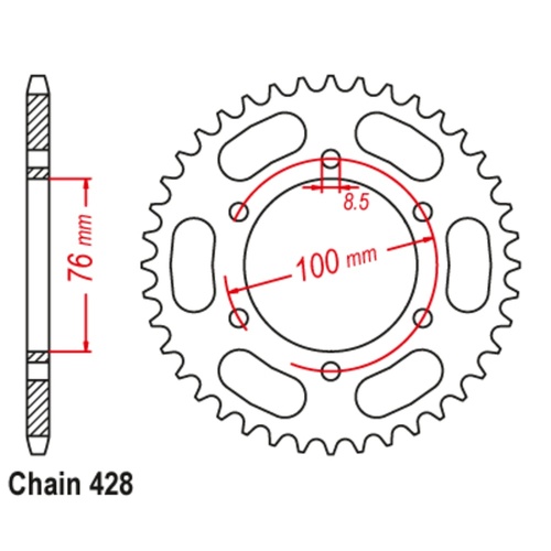 Sprocket Rear Steel 428-42T