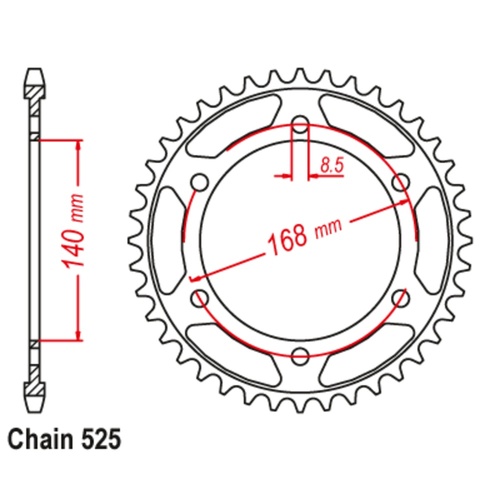 Sprocket Rear Steel 525-42T