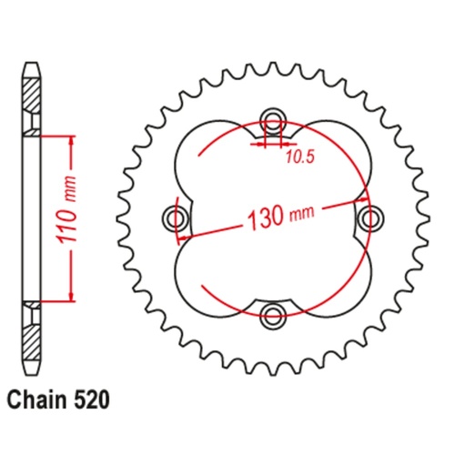 Sprocket Rear Steel 520-38T