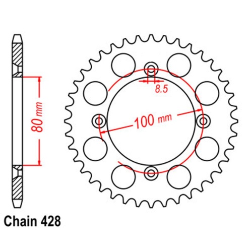 Sprocket Rear Steel 428-46T